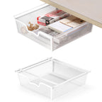 Under Desk Storage Drawers (2 Pack) - Adhesive Slide Out Mesh Drawer Organizer, White