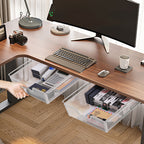 Under Desk Storage Drawers (2 Pack) - Adhesive Slide Out Mesh Drawer Organizer, White