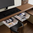 Under Desk Storage Drawers (2 Pack) - Adhesive Slide Out Mesh Drawer Organizer, White