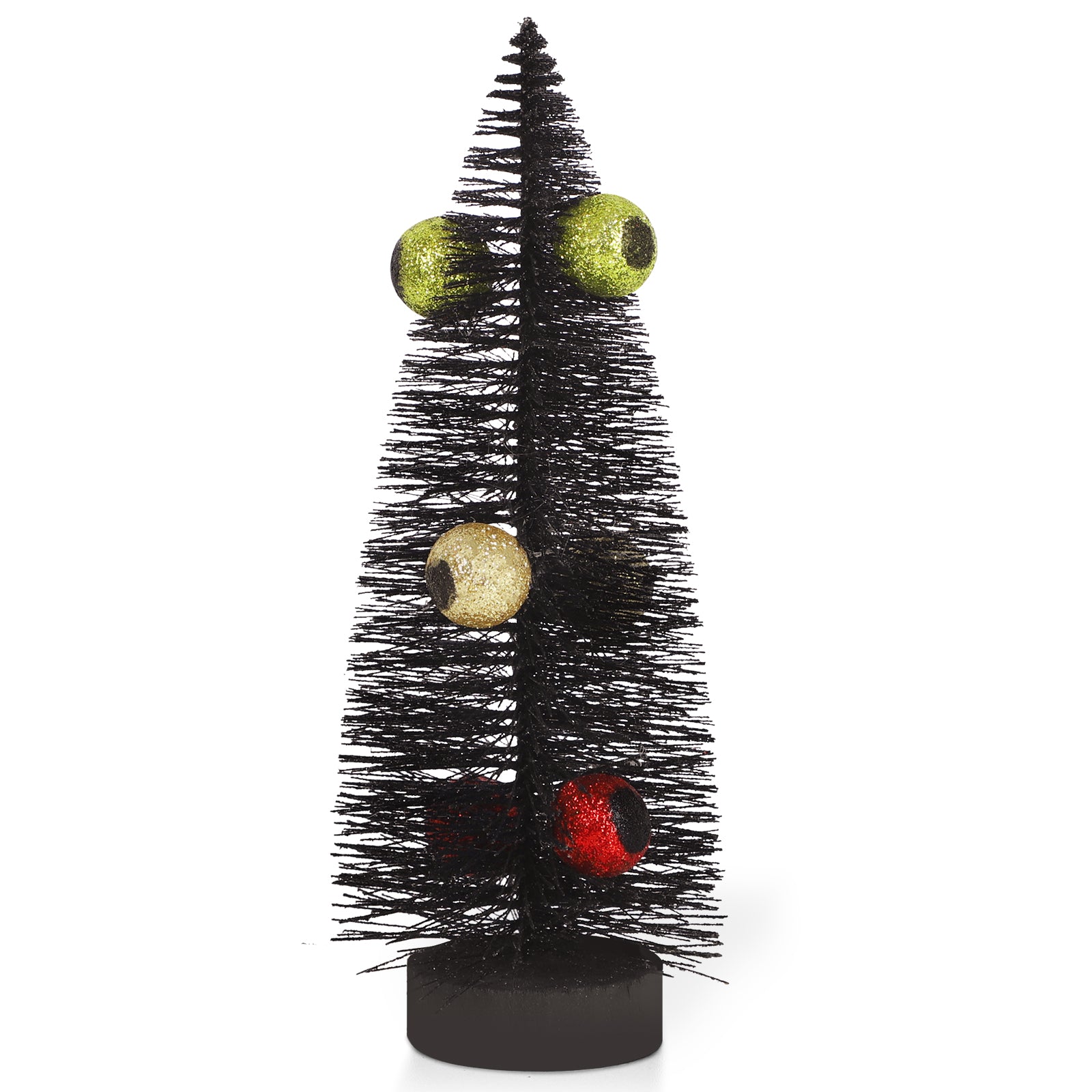 Mini Black Halloween Tree with Glitter Eyeballs, Spooky Tabletop Decoration for Halloween
