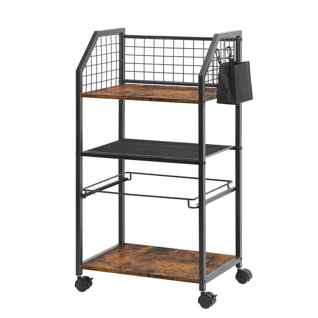 3 Tier Rolling File Cart with Hanging File Folders, Desk Organizer, File Organizer for Desk, Mobile File Cabinet on Lockable Wheels, Under Desk Storage for Home Office School