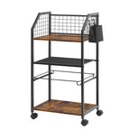 3 Tier Rolling File Cart with Hanging File Folders, Desk Organizer, File Organizer for Desk, Mobile File Cabinet on Lockable Wheels, Under Desk Storage for Home Office School