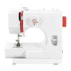 Portable Mini Sewing Machine for Beginners & Kids, 12 Built-in Stitches Electric Household Sewing Machine with 2-Speed Control, Foot Pedal & LED Light, Heavy Duty Mending Stitching Machine, White & Red