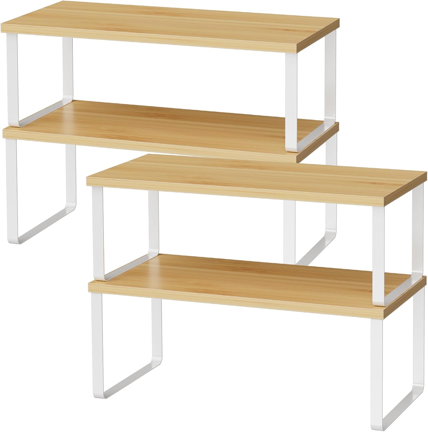 4-Piece Premium Kitchen Cabinet Shelf Risers â€“ Expandable Pantry & Countertop Storage Solution