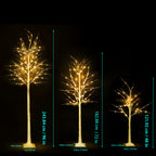 2-Pack 4FT Lighted Birch Trees with Fairy Lights - Plug-in Artificial Christmas Twig Trees for Indoor/Outdoor