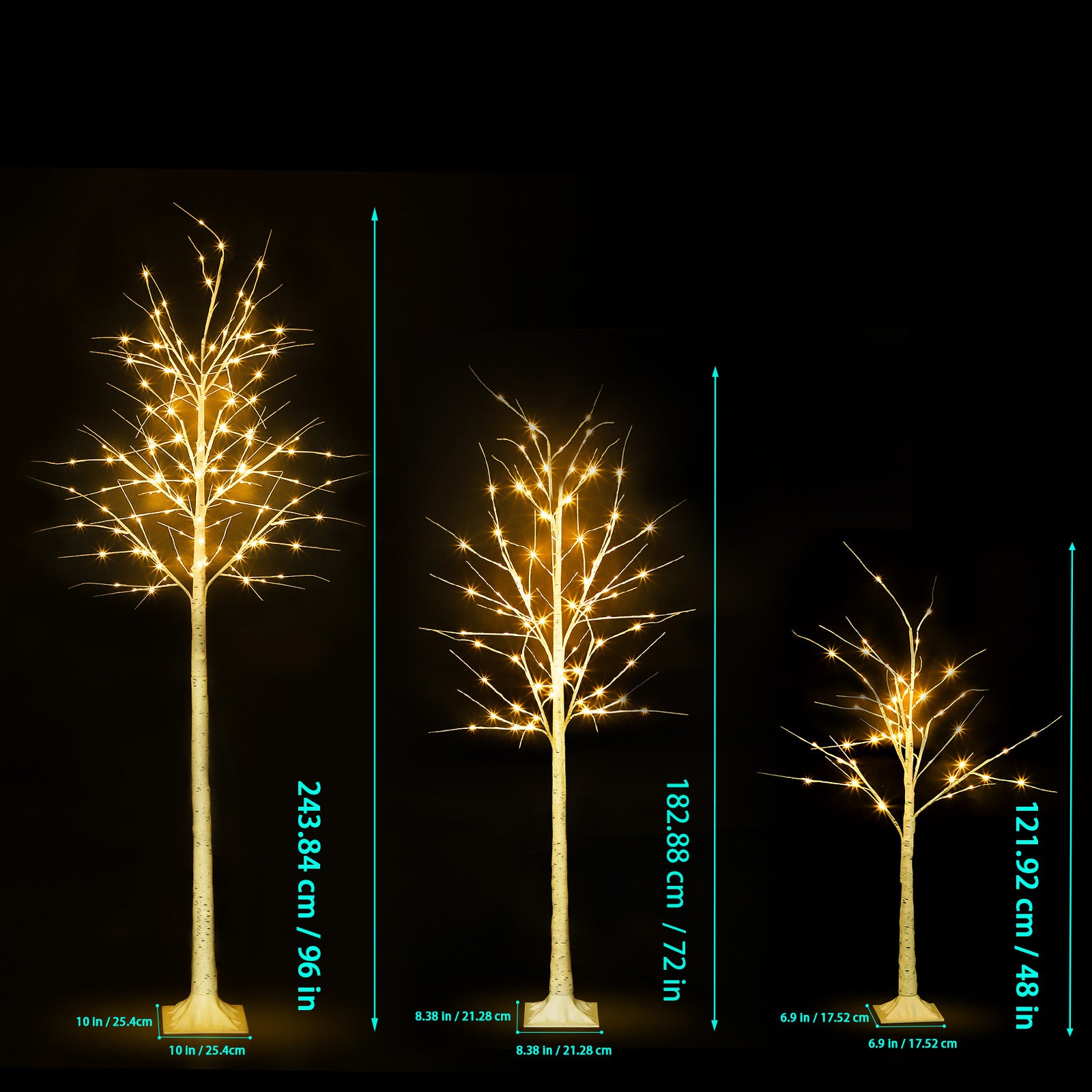 2-Pack 4FT Lighted Birch Trees with Fairy Lights - Plug-in Artificial Christmas Twig Trees for Indoor/Outdoor