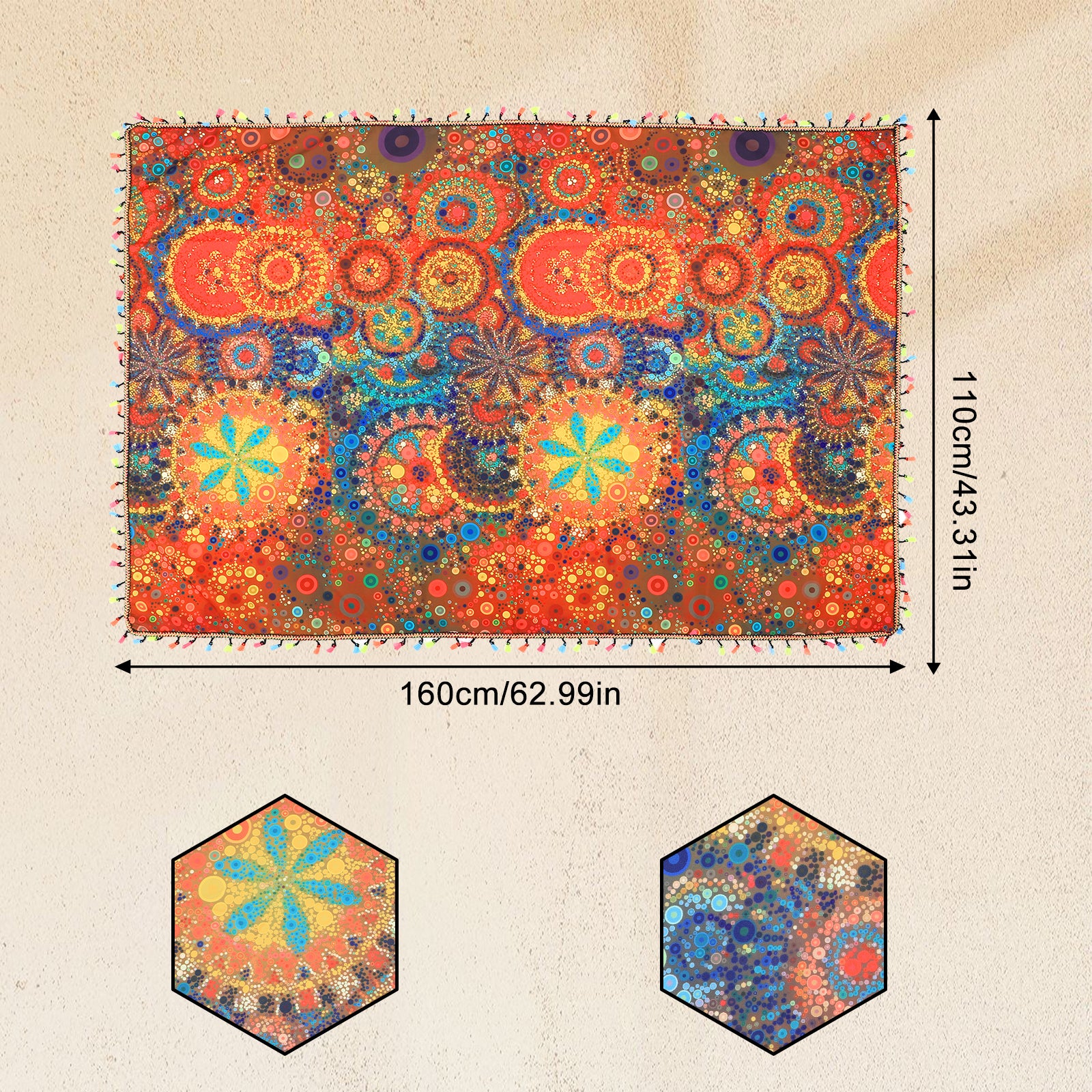Boho Style Tablecloths for Tablecloths, Sofa Covers, and Floor Mats, Suitable for Kitchen and Dining Room Use in Day-to-day Themed Party Decorations, Festivals and Special Events
