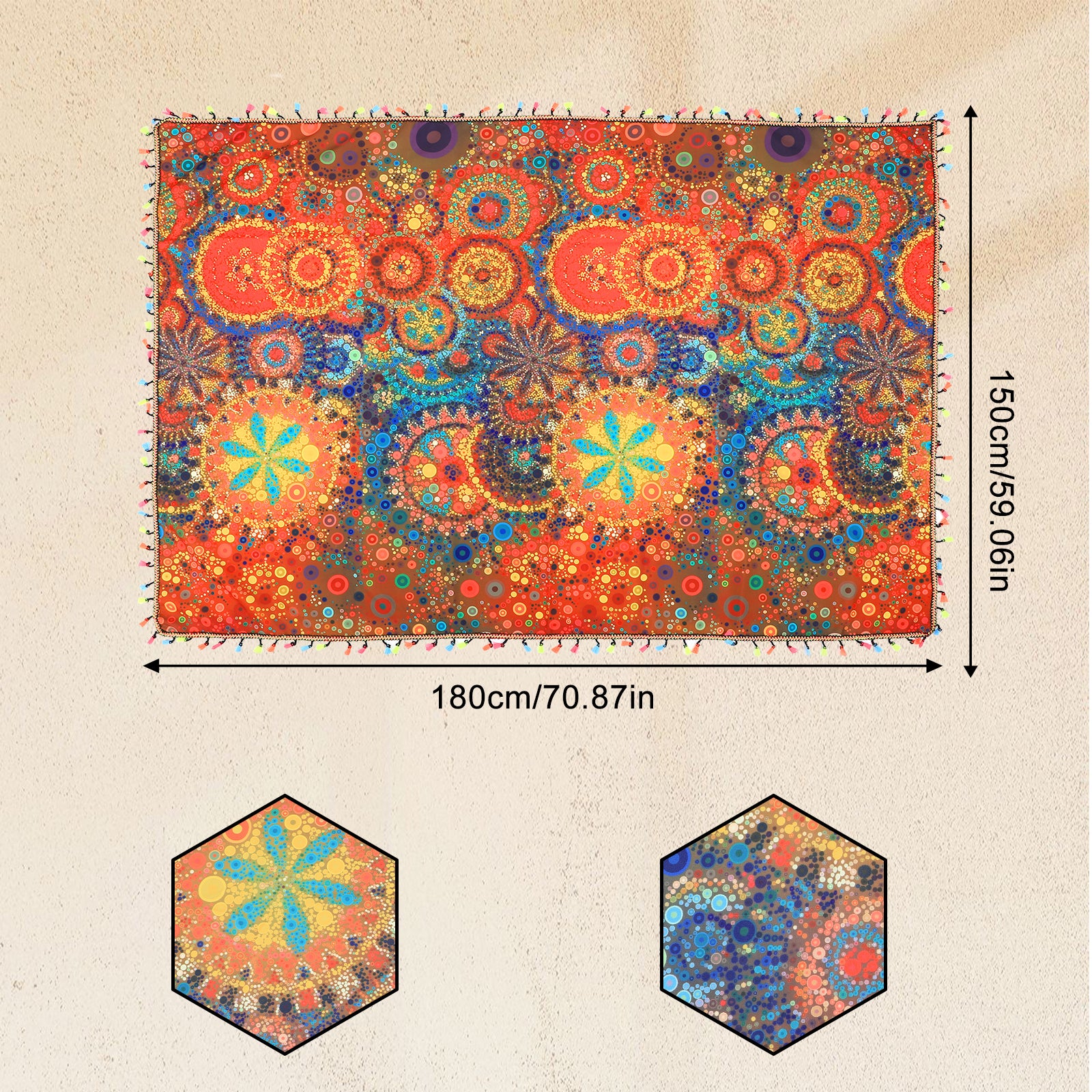 Boho Style Tablecloths for Tablecloths, Sofa Covers, and Floor Mats, Suitable for Kitchen and Dining Room Use in Day-to-day Themed Party Decorations, Festivals and Special Events