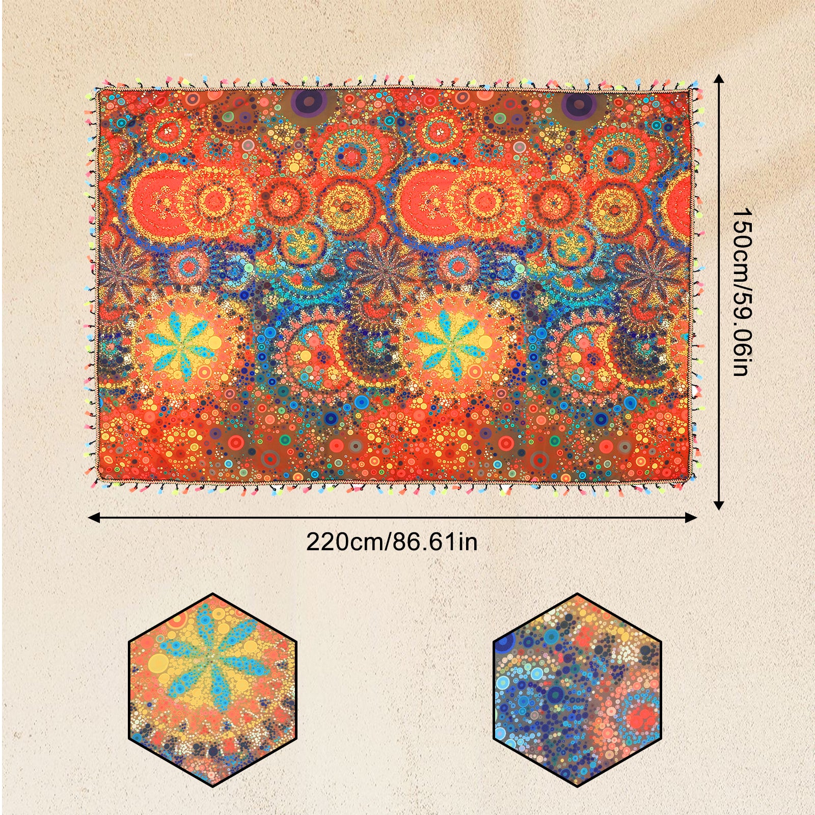 Boho Style Tablecloths for Tablecloths, Sofa Covers, and Floor Mats, Suitable for Kitchen and Dining Room Use in Day-to-day Themed Party Decorations, Festivals and Special Events