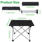 Portable Folding Camping Table - Lightweight Aluminum Side Table with Carry Bag