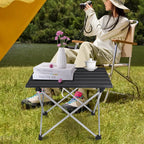 Portable Folding Camping Table - Lightweight Aluminum Side Table with Carry Bag