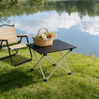 Portable Folding Camping Table - Lightweight Aluminum Side Table with Carry Bag