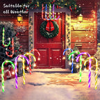 10 Pack 21" Solar Candy Cane Lights w/ Remote - Waterproof Outdoor Christmas Pathway Markers