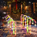 10 Pack 21" Solar Candy Cane Lights w/ Remote - Waterproof Outdoor Christmas Pathway Markers