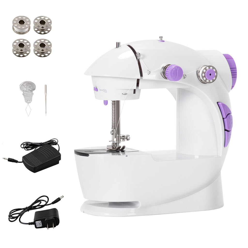 Portable Mini Sewing Machine for Beginners, 2-Speed Compact Electric Sewing Machine with Built-in Light & Foot Pedal, Lightweight Sewing Kit for Home, Travel & DIY Projects