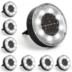 8-Pack Solar Ground Lights, 8 LED Solar In-Ground Disk Lights, IP65 Waterproof Outdoor Landscape Pathway Lights for Lawn, Yard, Patio, Walkway