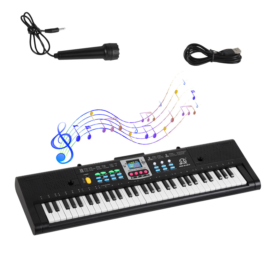 61-Key Portable Electronic Keyboard Piano for Beginners, Multi-Function Digital Music Keyboard with Microphone, Teaching Modes & Demo Songs