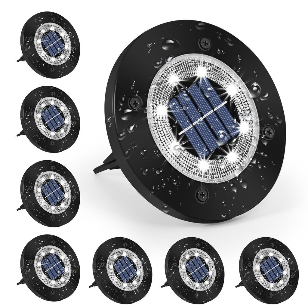 LED Solar In‑Ground Disk Lights, Waterproof Outdoor Garden Ground Lights