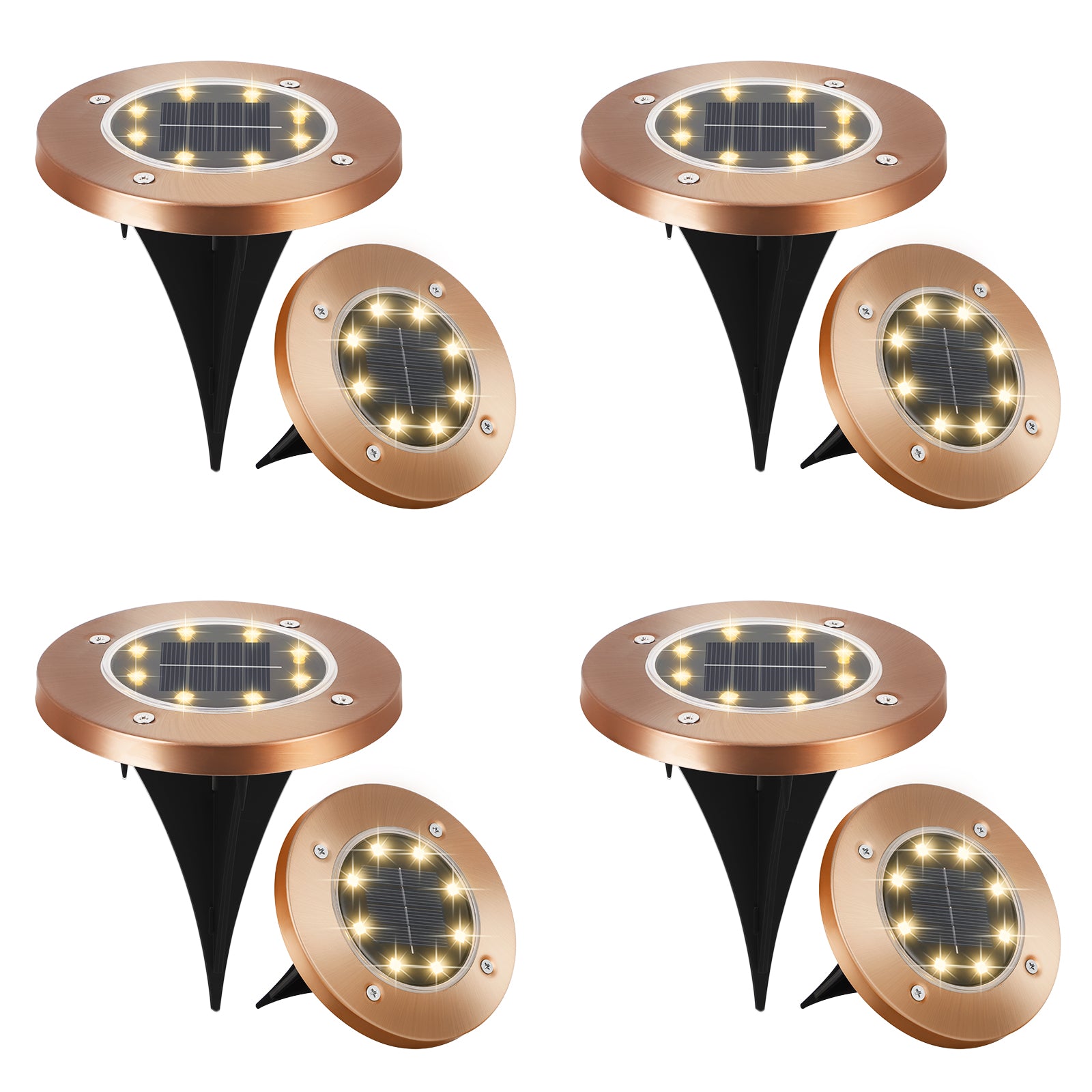 8 Pack Solar In-Ground Lights, 8 LED Outdoor Solar Disc Lights, IP65 Waterproof Landscape Lighting for Yard, Pathway, Patio, Walkway, Warm White
