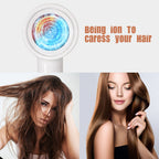 Negative Ion Hair Dryer White Hammer Style Fast Drying Blow Dryer Portable Household Travel Hair Blower with Nozzle