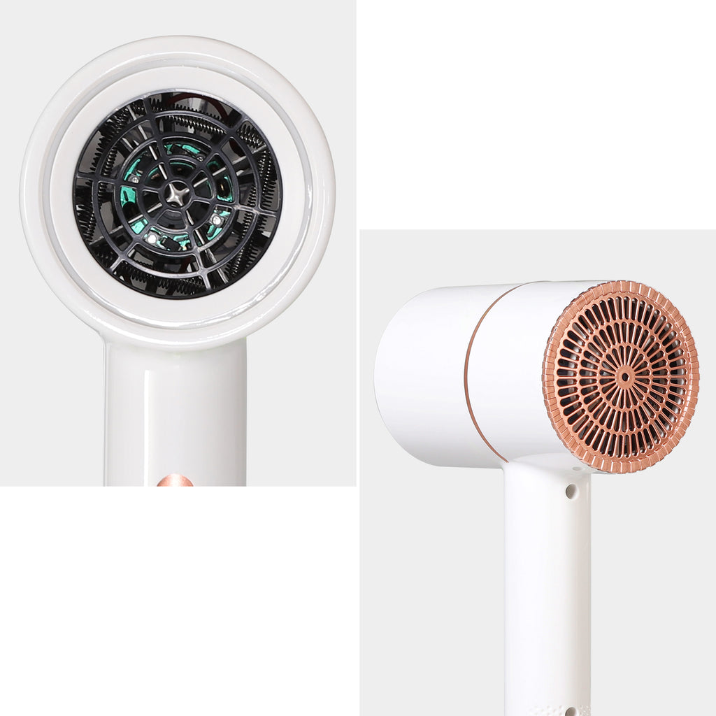Negative Ion Hair Dryer White Hammer Style Fast Drying Blow Dryer Portable Household Travel Hair Blower with Nozzle