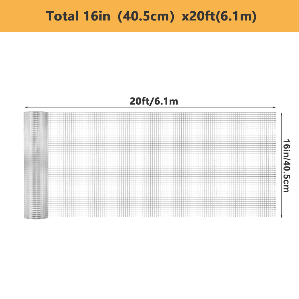 Hardware Cloth 1/4 inch (23 GA) 16in x 66ft/20ft Chicken Wire Fencing, Hot Dipped Galvanized Metal Wire Mesh Roll for Chicken Coop Rabbit Cages Snake Fence