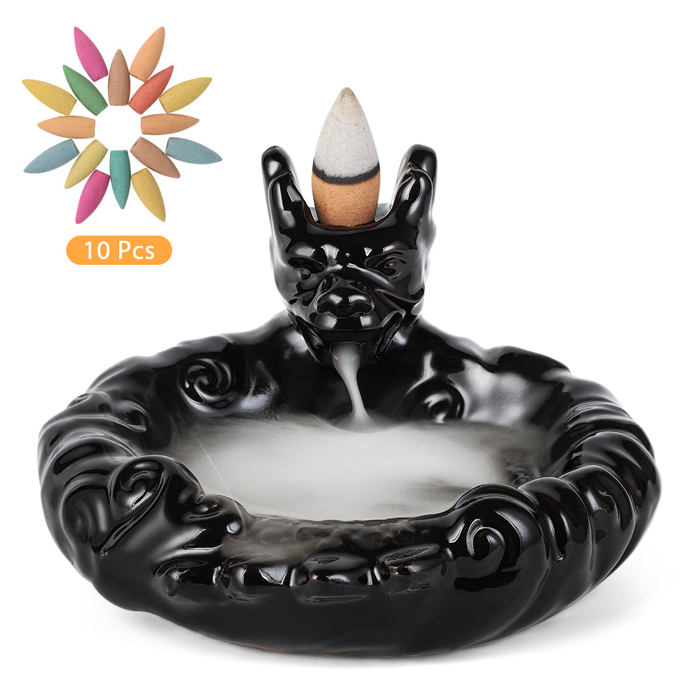 1 Pc Backflow Incense Burner With 10 Incense Cones, Heat-resistant & Easy To Clean, Suitable For Bedrooms, Living Rooms, Yoga Studios, Meditation, Black Home Decor, Tabletop Decorative Aromatherapy, Gift