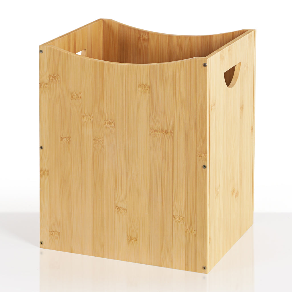 2-Pack Small 5 Gallon Wastebaskets with Handles - Decorative Rectangular Bamboo Trash Can