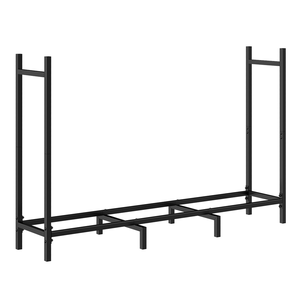 4ft/5ft/8ft Heavy Duty Firewood Rack, Metal Log Holder with Adjustable Width for Indoor/Outdoor Use