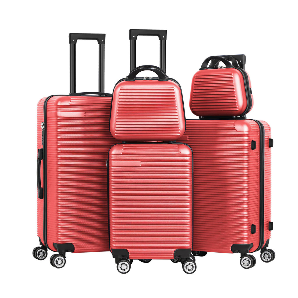 5-Piece Hardside Luggage Set - 12/14/20/24/28 Inch ABS+PC Suitcases with TSA Locks & Spinner Wheels, Lightweight Travel Luggage for Family Trips & Business (Blue)
