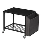 Under-Desk Printer Stand with Storage Bag - Desktop Fax/Scanner Shelf with Side Hooks and Adjustable Feet