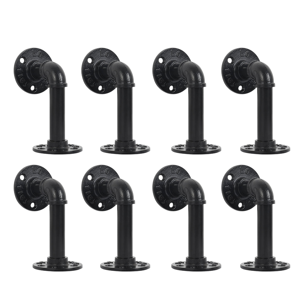 4/6/8 Pack Industrial Pipe Shelf Brackets, Cast Iron Elbow Shelving Brackets for DIY Floating Shelves, Heavy Duty Wall Mount Brackets, Black,