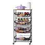 5-Tier Kitchen Utility Cart, Metal Microwave Stand, Rolling Kitchen Trolley with Wheels. Suitable for storage in kitchens, bathrooms, living rooms, bars and offices.