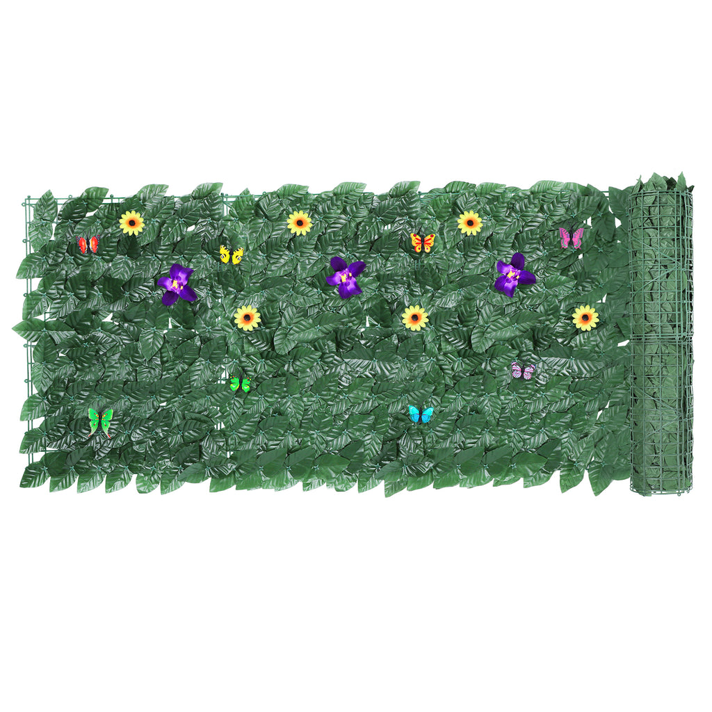 60-Pack Artificial Ivy Privacy Fence with Flowers & Butterflies - Large Decorative Hedge Screen for Backyard