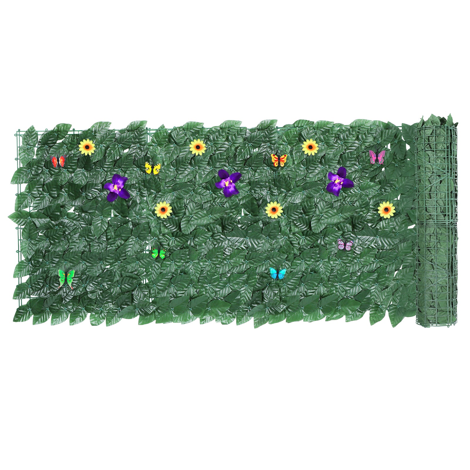 60-Pack Artificial Ivy Privacy Fence with Flowers & Butterflies - Large Decorative Hedge Screen for Backyard