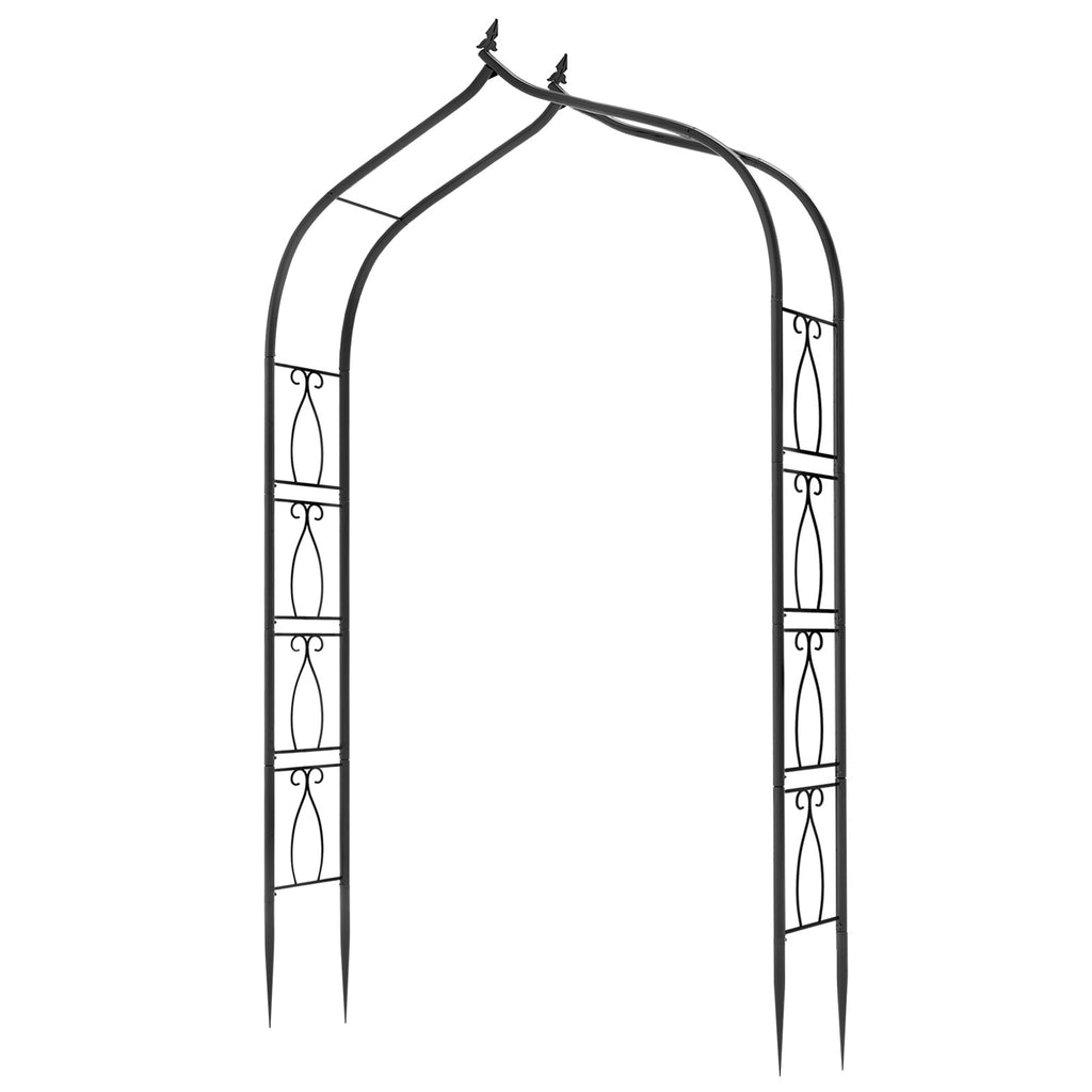 7FT Metal Garden Arch with Ground Stakes - Pointed Gothic Trellis - Durable Backdrop Stand for Party & Wedding Decor