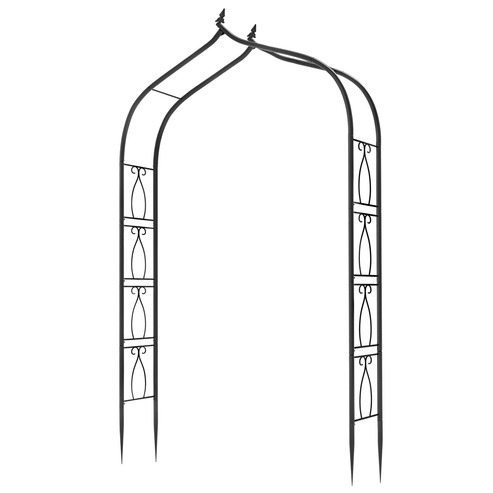 7FT Metal Garden Arch with Ground Stakes - Pointed Gothic Trellis - Durable Backdrop Stand for Party & Wedding Decor