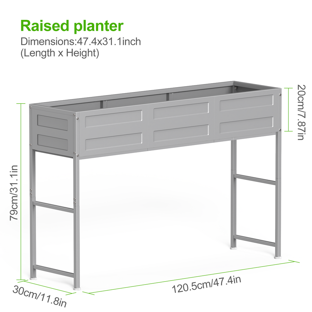 Large Rectangular Metal Raised Garden Bed for Vegetables