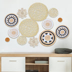 13 Pcs Boho Wall Basket Decor Set, Handmade Seagrass Woven Baskets for Living Room, Rustic Round Art