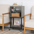 3-Tier Turntable Station and Vinyl Storage Cabinet with Built-in Charging Port, Versatile End Table for Media Organization in Living Room or Bedroom