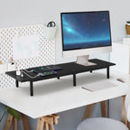 Dual Monitor Stand Riser with Power Outlets - Desk Organizer with 3 USB & 2 AC Ports for PC Laptop,