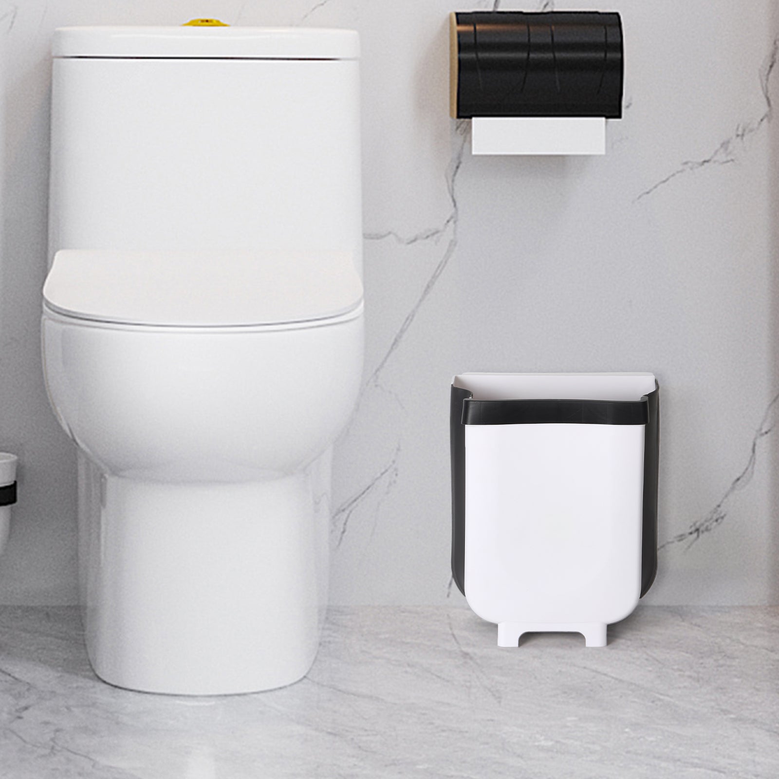 Space-Saving 9L Wall-Mounted Foldable Garbage Bin for Kitchen Cabinetry, Bathrooms, and Workspaces