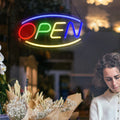 LED Neon Open Sign, 16. 5"x 8" Business Hour Sign, Powered by Plug, LED Display Window Lights for Cafe Bar Hotel Salon Bookstore Restaurant Bakery Shop Store Wall Decor