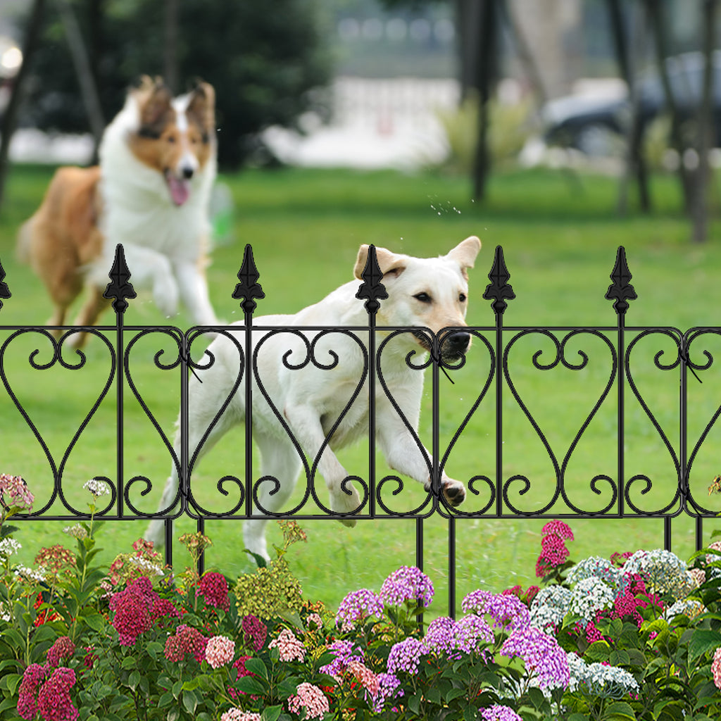 15 Panels Decorative Garden Fence, Rustproof Outdoor Landscape Metal Border Edging Fencing Flower Animal Dogs Barrier Section Panel Decor