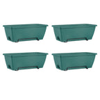 16.9 Inch Deck Railing Planter Boxes for Plants, Rectangular Hanging Window Boxes Planters with Metal Flower Pots Brackets - 4 Pack Railing Planter Box for Balcony Fences Garden