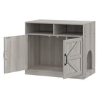 Hidden Cat Litter Box Enclosure Furniture - Modern Grey Pet House with Removable Divider & Storage Shelves