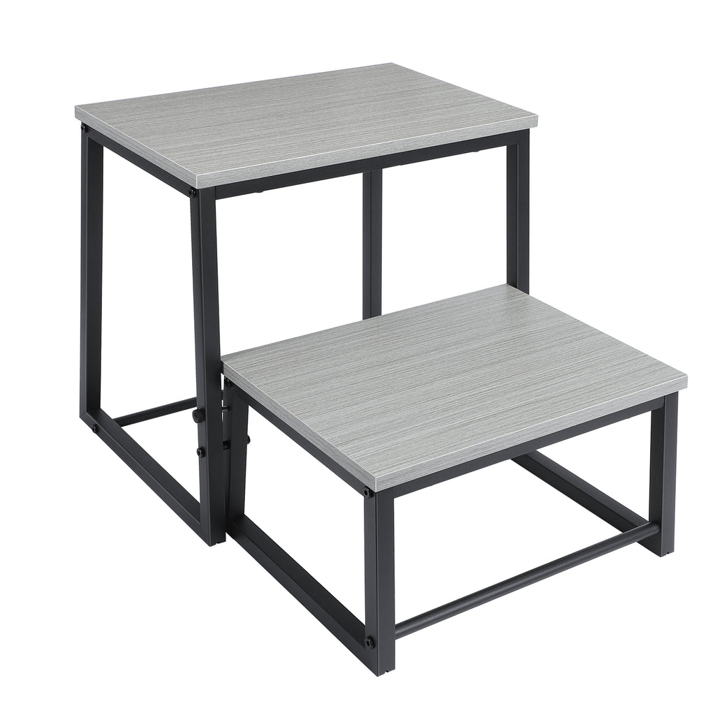 2 In1 Wooden Shoe Bench Heavy Duty Folding 2 Step Stool For Adults, Sturdy Metal Frame Beside Stepping Stool For High Beds, Step Stool Helper Foot Stool For Office, Home, Kitchen Bathroom Bedroom, RV