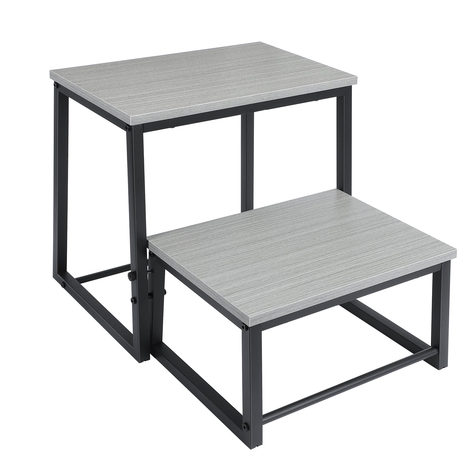 2 In1 Wooden Shoe Bench Heavy Duty Folding 2 Step Stool For Adults, Sturdy Metal Frame Beside Stepping Stool For High Beds, Step Stool Helper Foot Stool For Office, Home, Kitchen Bathroom Bedroom, RV
