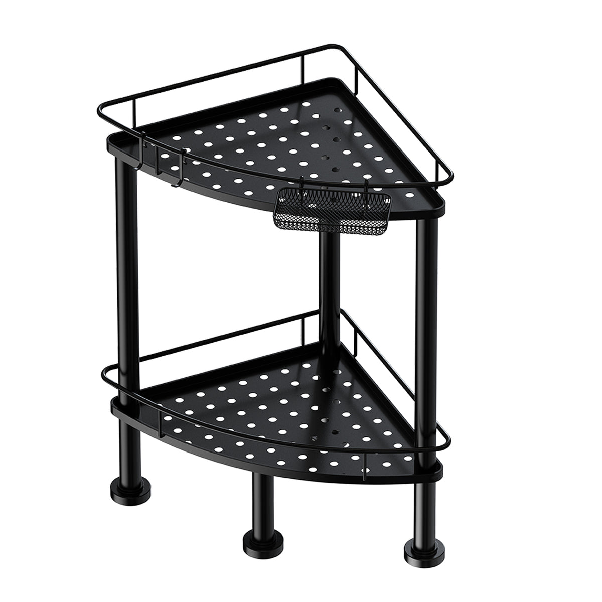 4/3/2 Tier Corner Shower Caddy Stand, Bathroom Storage Corner Shelves for Bathroom Shampoo Storage Organizer with Soap Rack and Hooks, Rustproof Metal Sturdy Floor Shower Shelf with Soap Holder, Easy to Install, Black
