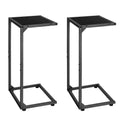 Set of 2 Black C-Shaped End Tables, Small Side Tables for Living Room & Bedroom, Industrial Snack Tables,